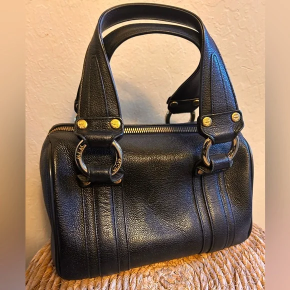 MCM Mini Boston Black Satchel with Gold Accents - Picture 9 of 15